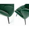 Fauteuil à oreilles en velours vert avec accoudoirs