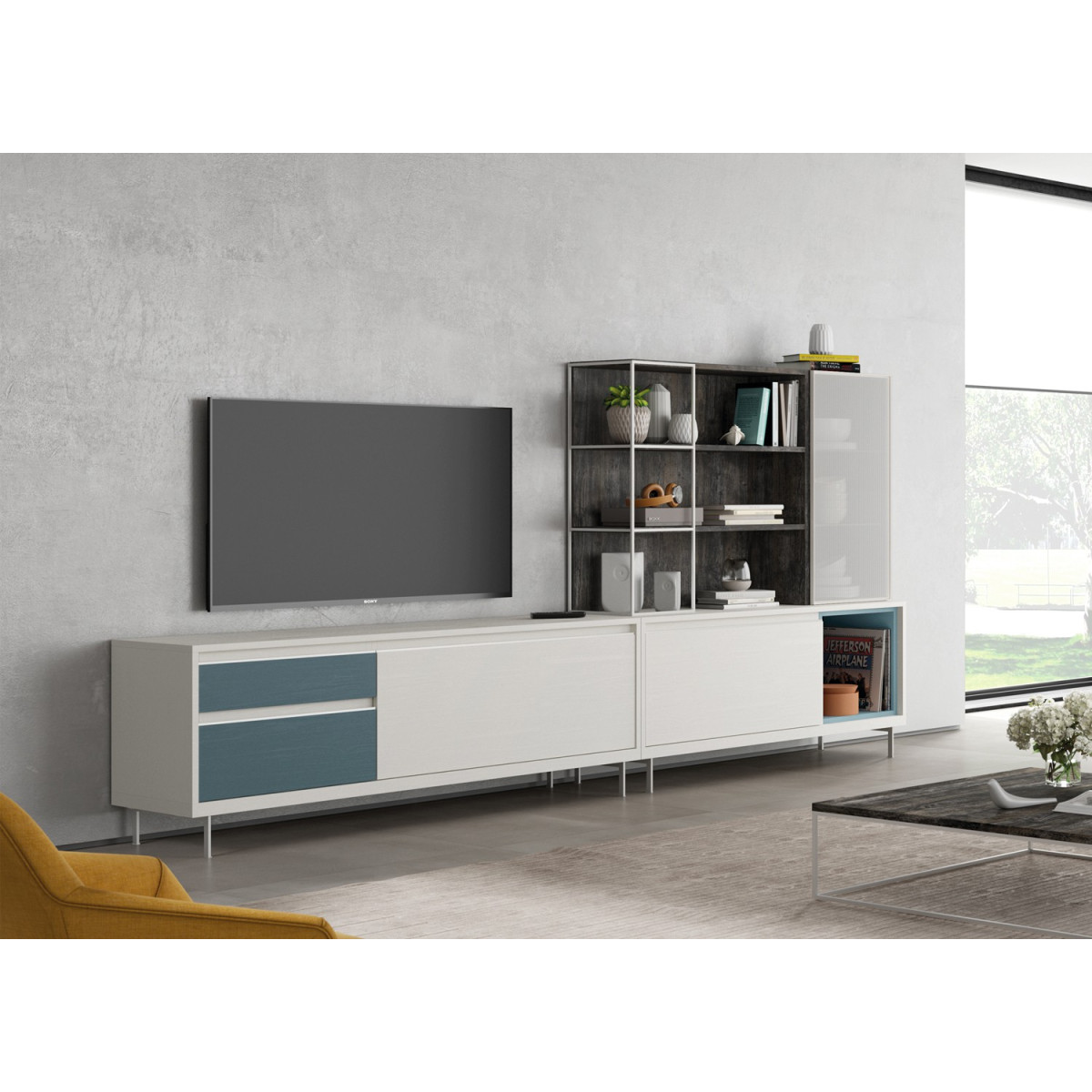 Meuble tv contemporain avec rangements