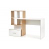 Bureau avec rangements blanc et chêne doré