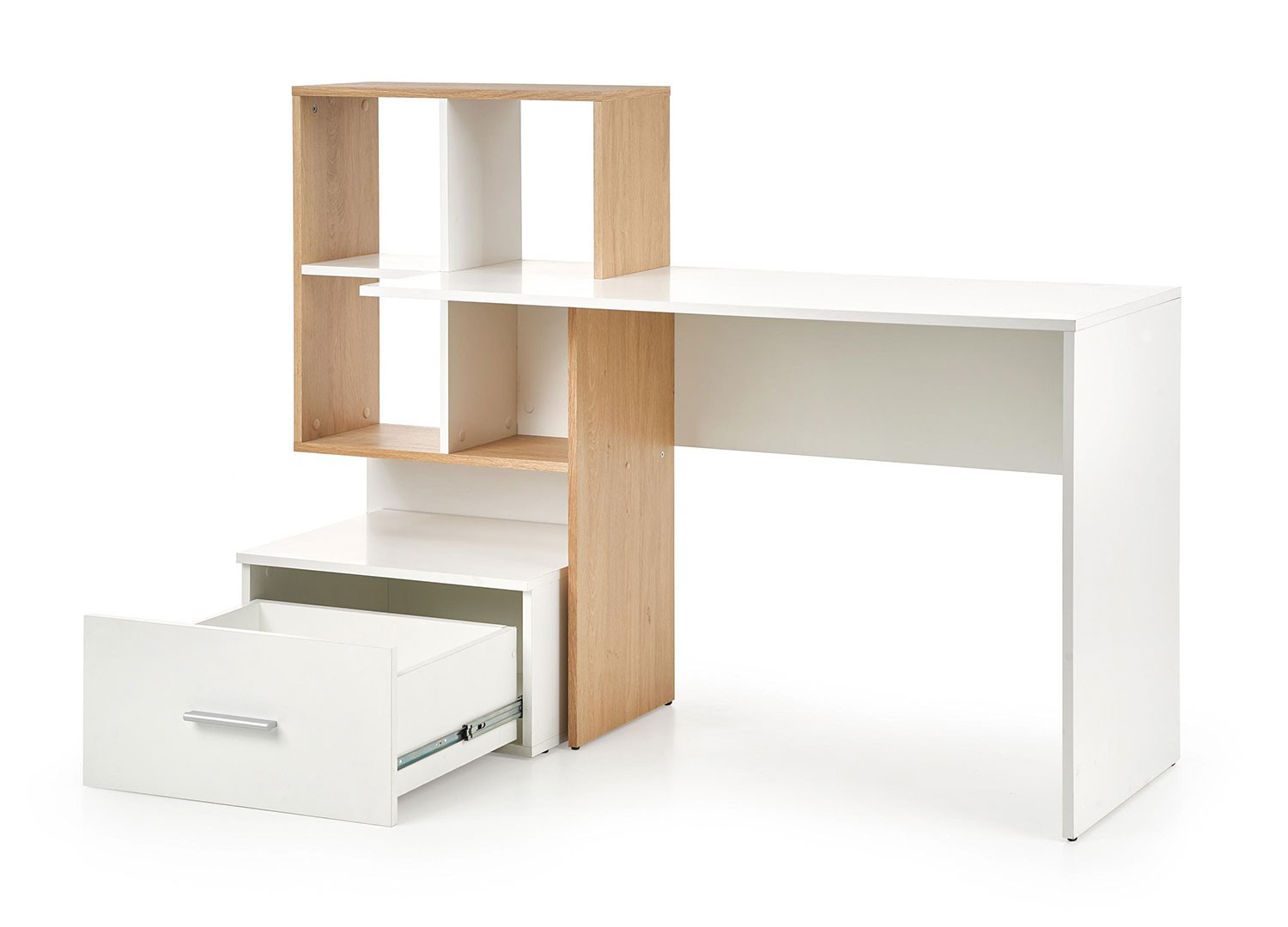 Bureau avec rangements blanc et chêne doré - Cbc-Meubles