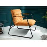 Fauteuil lounge en velours jaune moutarde