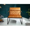 Fauteuil lounge en velours jaune moutarde