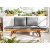 Banc de jardin modulable en acacia avec coussins gris