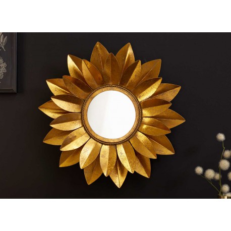 Miroir mural décoratif forme tournesol doré