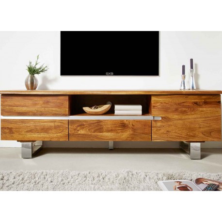 Meuble TV bois massif acacia 160 cm