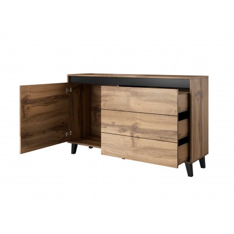 Meuble buffet gris anthracite et chêne 138 cm