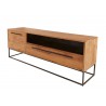 Meuble tv salon bois massif 1 porte et 1 tiroir
