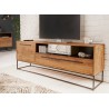 Meuble tv salon bois massif 1 porte et 1 tiroir