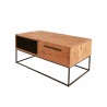 Table basse de salon bois massif 1 niche et 2 tiroirs