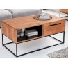 Table basse de salon bois massif 1 niche et 2 tiroirs