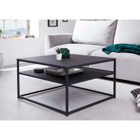 Table basse carrée en métal noir 70 cm