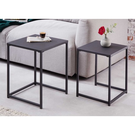 Lot de 2 tables d'appoint en métal noir