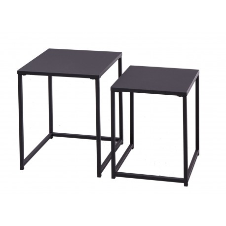 Lot de 2 tables d'appoint en métal noir