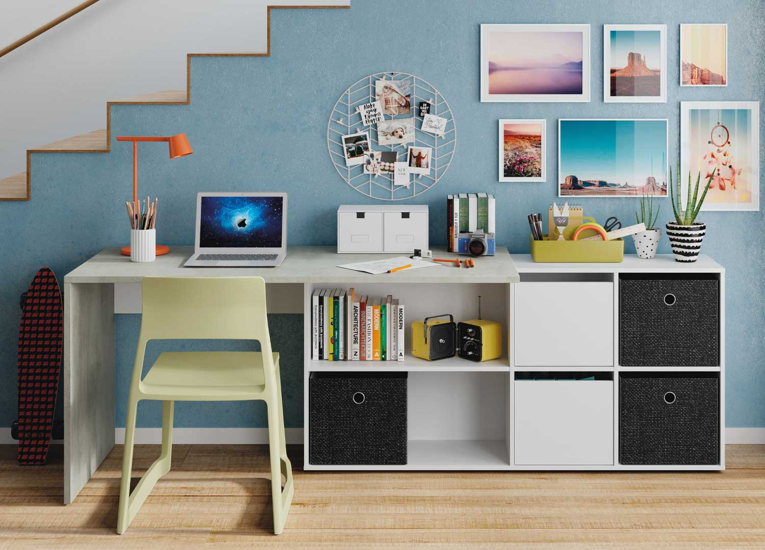 Bureau Moderne Blanc avec Rangement pour bureau