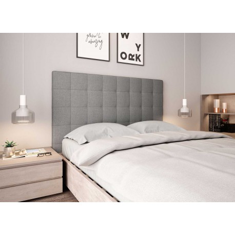 Tête de lit capitonnée en tissu gris 140 cm