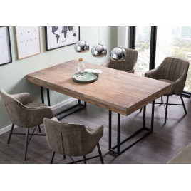 Table salle à manger bois d'acacia et métal