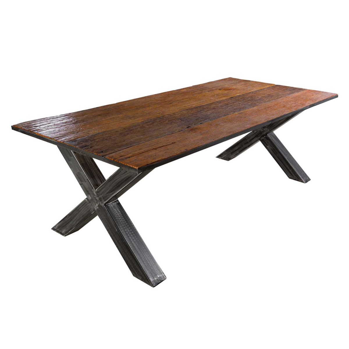 Table rectangulaire 8 personnes bois recyclé et métal
