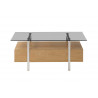 Table basse rectangulaire 1 tiroir 110 cm bois et verre