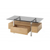 Table basse rectangulaire 1 tiroir 110 cm bois et verre