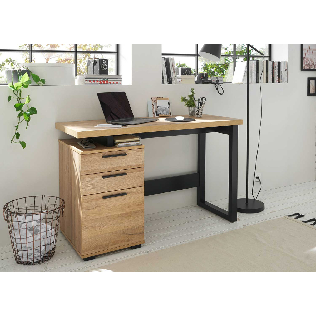 Bureau 120 cm 2 tiroirs et 1 porte chêne granson