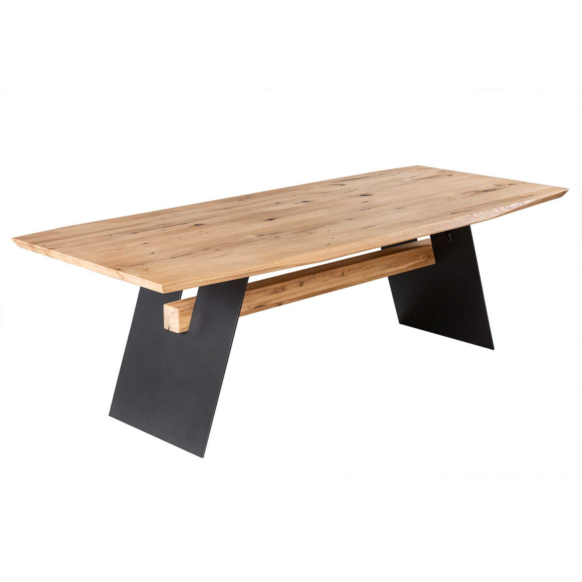 Table à manger 2m plateau chêne sauvage et pieds métal noir