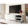 Meuble tv blanc brillant 1m50 2 portes et 2 niches