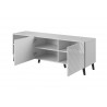 Meuble tv blanc brillant 1m50 2 portes et 2 niches