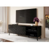 Meuble tv noir brillant 1m50 2 portes et 2 niches