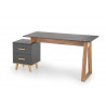 Bureau avec caisson de rangement chêne et anthracite