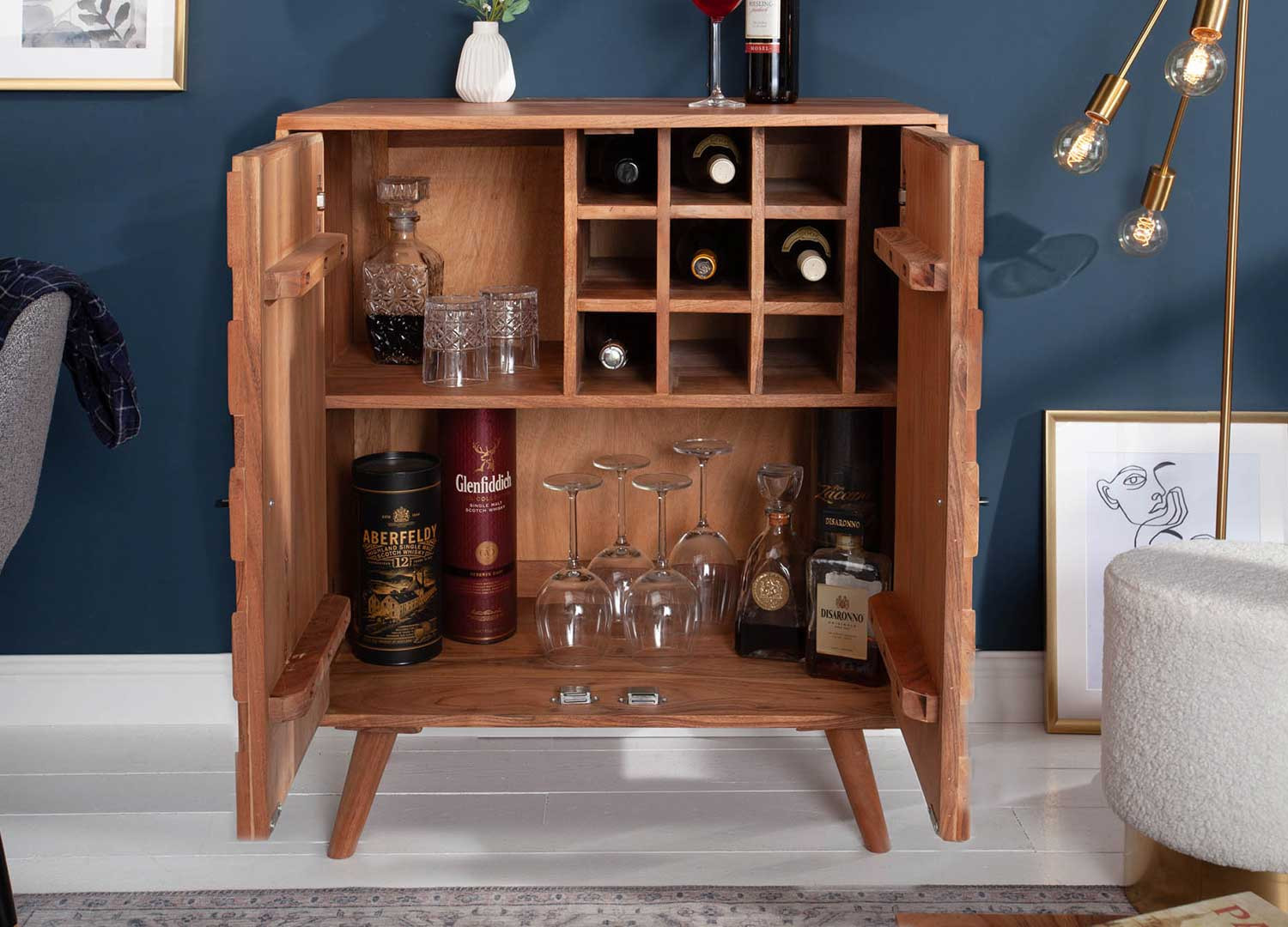 Casier À Vin Porte-bouteille Armoire De Bar Avec Tiroir Et Étagère