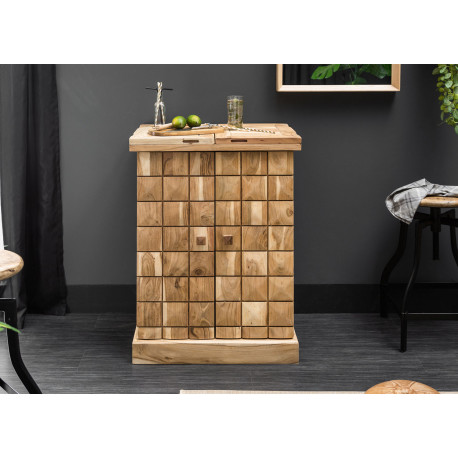 Meuble bar en bois d'acacia 2 portes avec rangements