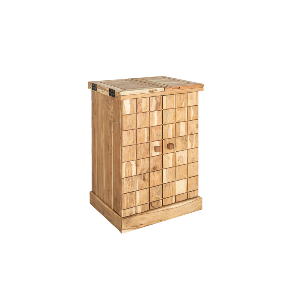 Meuble bar en bois d'acacia 2 portes avec rangements