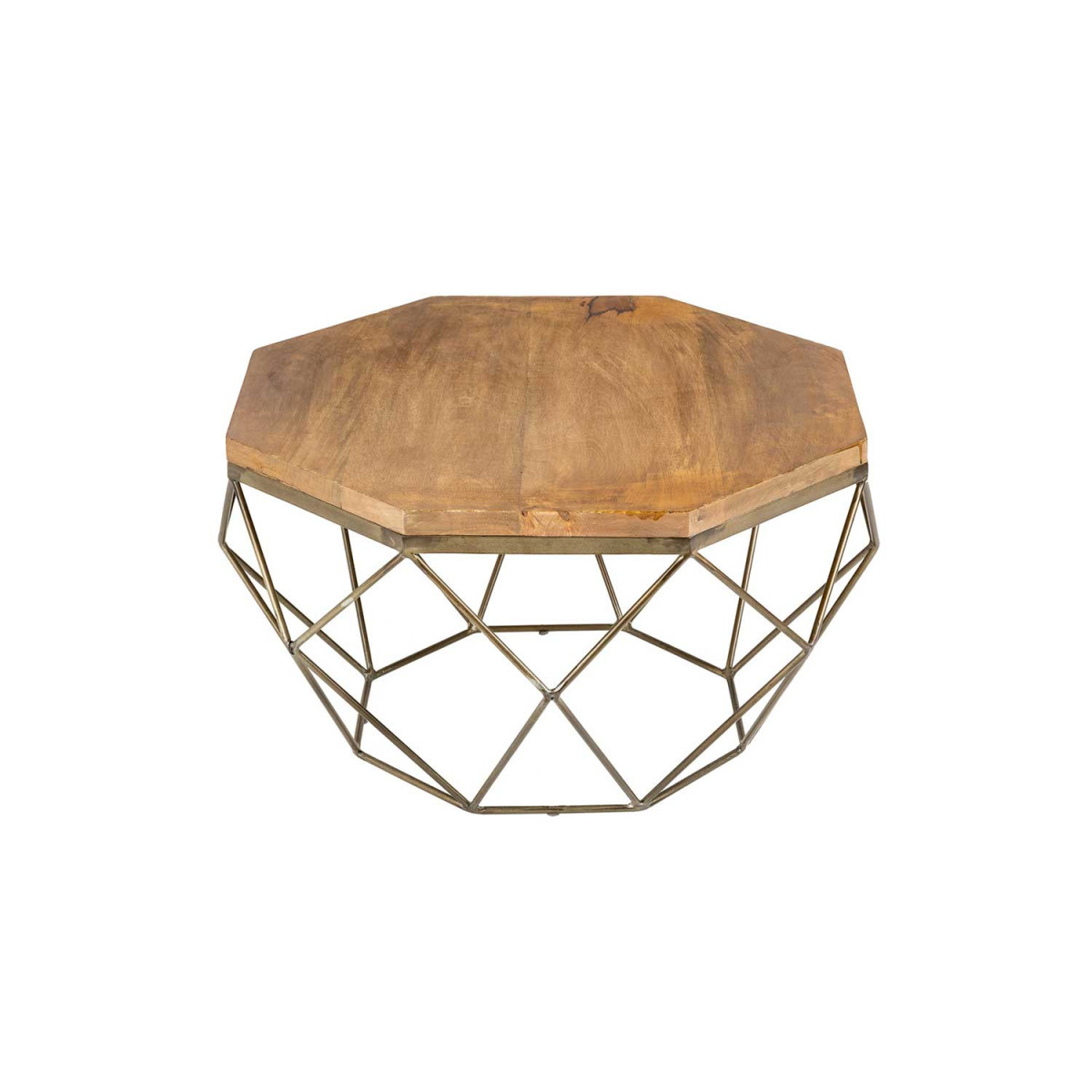 Table de salon en bois massif et fer