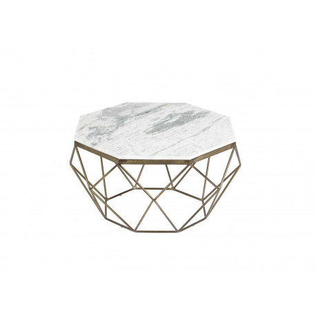 Table basse marbre blanc et fer