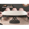 Table à manger extensible 130-190 cm céramique effet marbre blanc