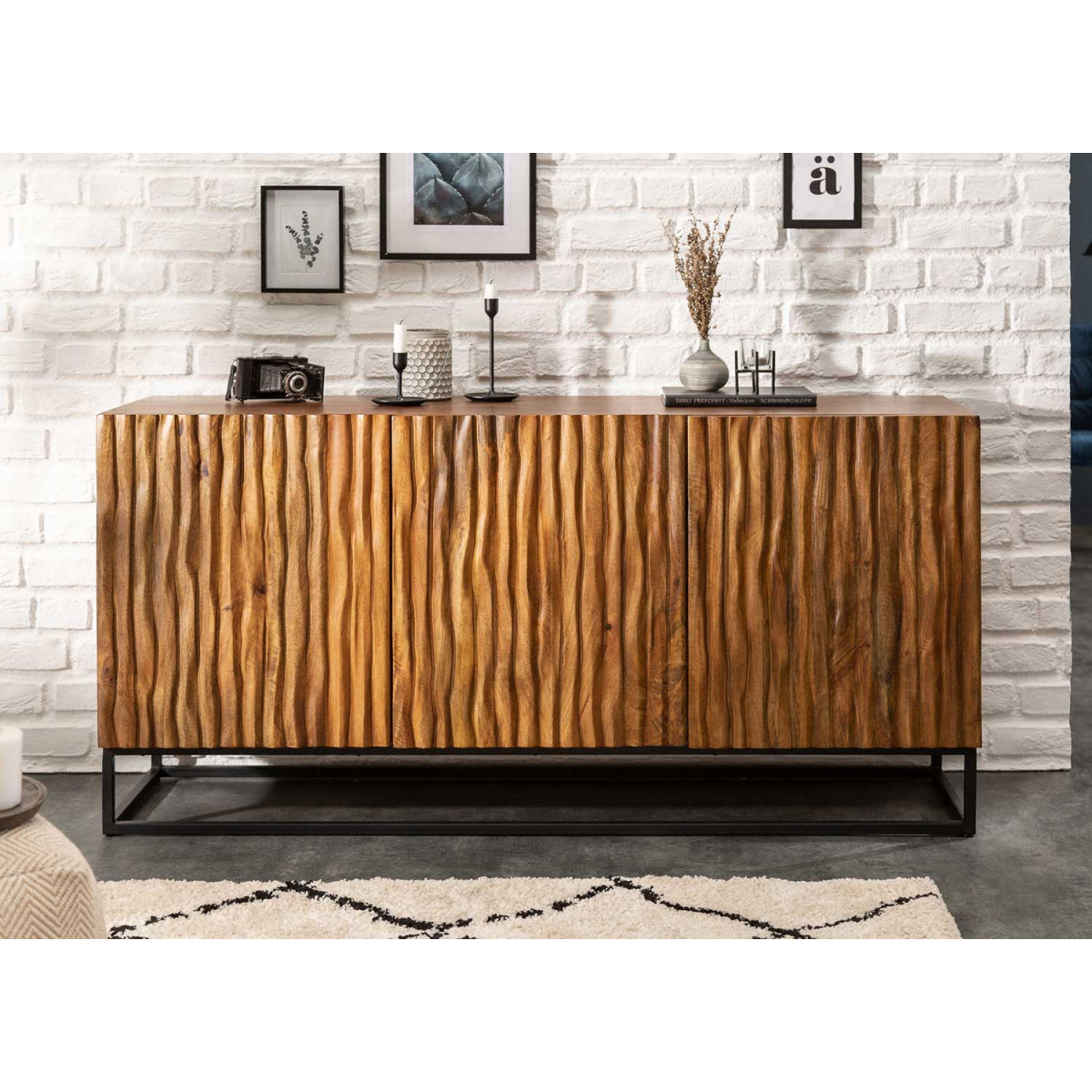 Buffet bois de manguier 160 cm 3 portes