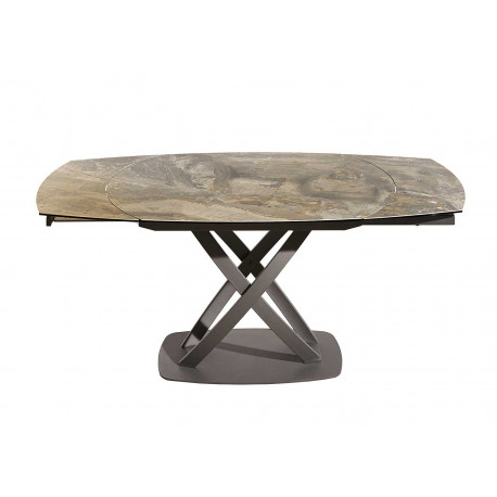 Table à manger extensible 130-190 cm céramique effet marbre taupe