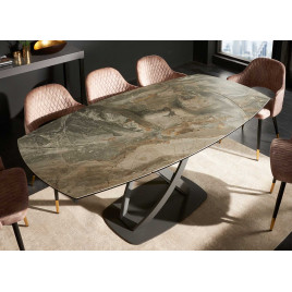 Table à manger extensible 130-190 cm céramique effet marbre taupe