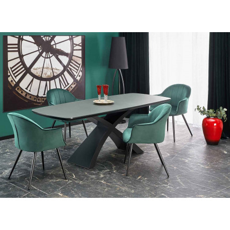 Table salle à manger rectangulaire extensible gris foncé