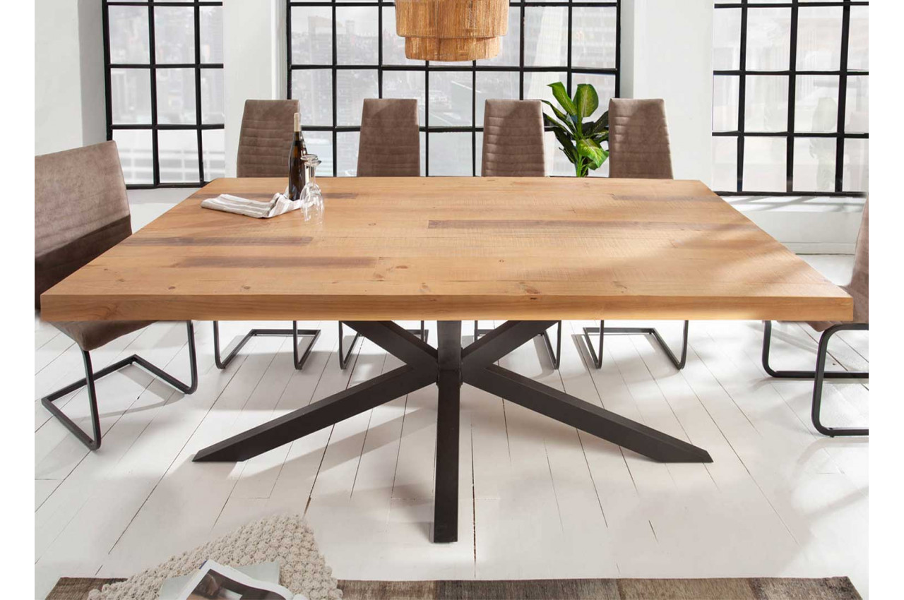 Table de salle à manger bois et massif et métal 200 cm - Cbc-Meubles