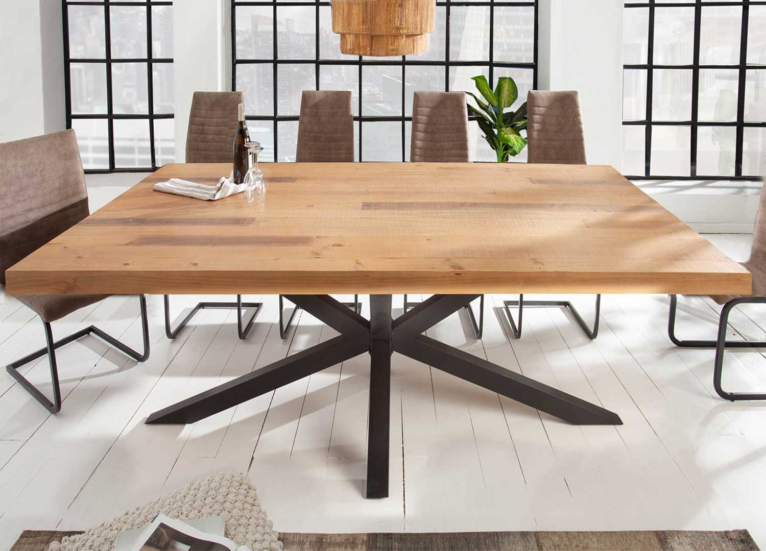 Table de repas avec allonges 120-200 cm bois massif sesham - Cbc-Meubles