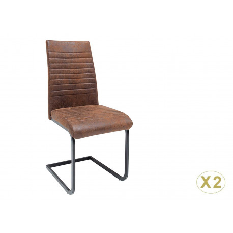 Lot de 2 chaises en microfibre marron