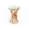 Table d'appoint ronde en verre et bois flotté