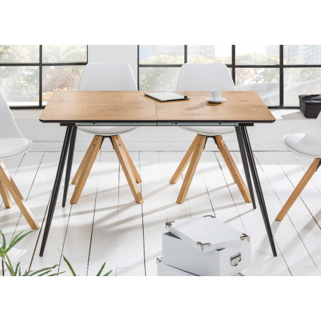 Table à manger extensible plateau chêne et pieds noir