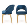 Lot de 2 chaises en velours bleu marine et pieds en hêtre massif