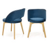 Lot de 2 chaises en velours bleu marine et pieds en hêtre massif