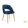 Lot de 2 chaises en velours bleu marine et pieds en hêtre massif