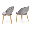 Lot de 2 chaises en velours gris clair et pieds en hêtre massif