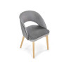 Lot de 2 chaises en velours gris clair et pieds en hêtre massif