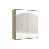 Armoire 4 portes avec miroir 200 cm chêne et blanc